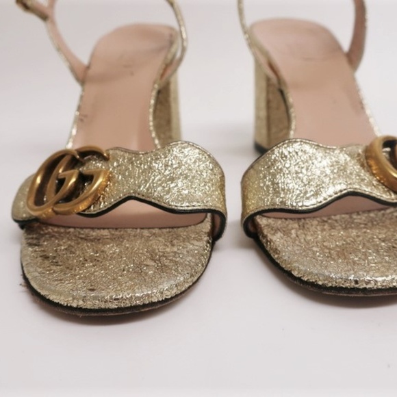 Gucci GG Marmont Sandals Gold - Picture 3 of 8